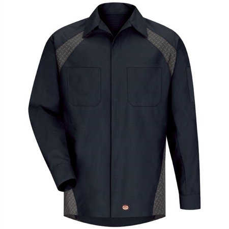 WORKWEAR OUTFITTERS Men's Long Sleeve Diamond Plate Shirt Navy SY16ND-RG-4XL